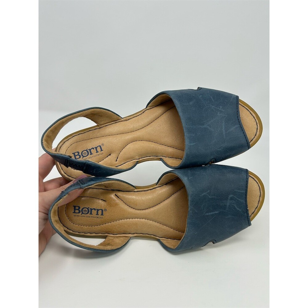 Børn Trang Womens Slingback Flat Sandals Navy Blue Open Toe Comfort Size 7 - Picture 10 of 14
